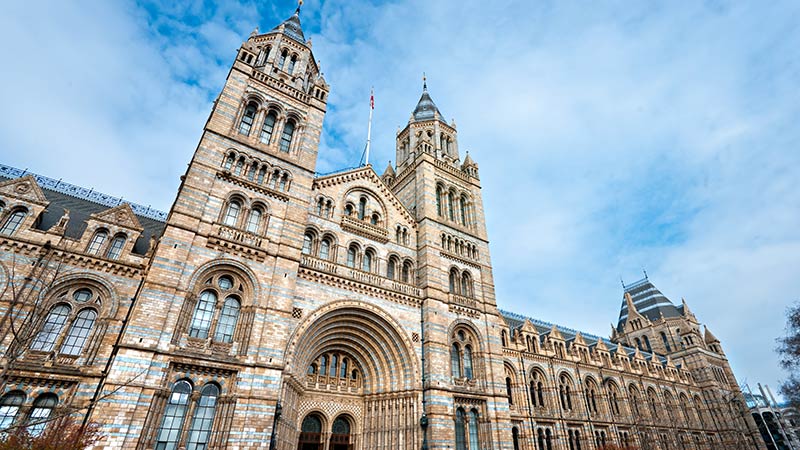 Facade of Natural History Museum, London. United Kingdom