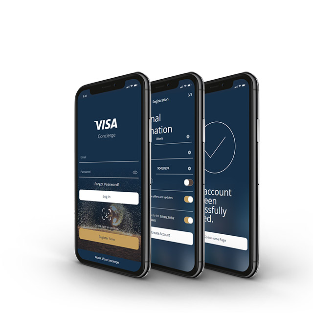 Visa Concierge app on mobile phones